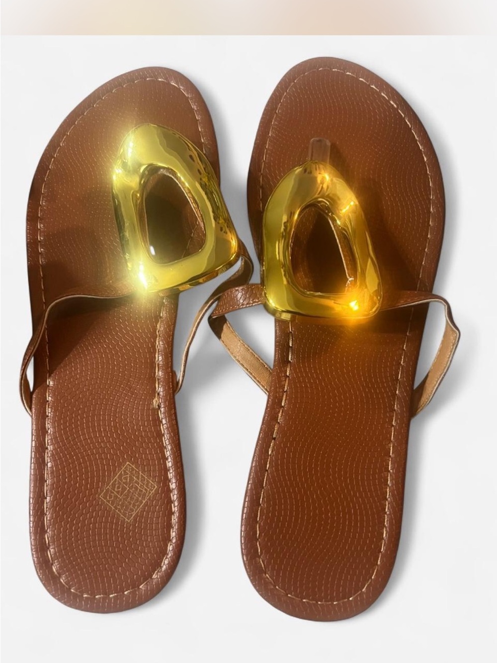 Source Unknown Brown Sandals with Gold Accent#3